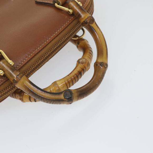 GUCCI Bamboo Hand Bag Leather 2way Brown 007 1014 0231 0 Auth 59000 - Picture 7 of 16